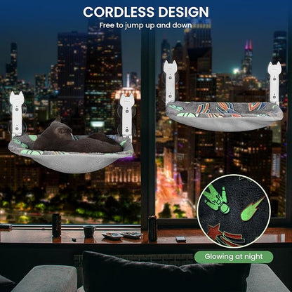 2 Pack Cat Window Perch, Glow in The Dark Foldable Cat Hammock - Image 4