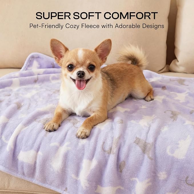 Luciphia 1 Pack 3 Dog Printed Fleece Pet Blankets Washable，Soft Warm Throw - Image 3