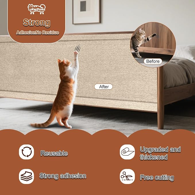 Cat Scratching mat, Self-Adhesive Trimmable cat Scratch Furniture Protector - Image 4