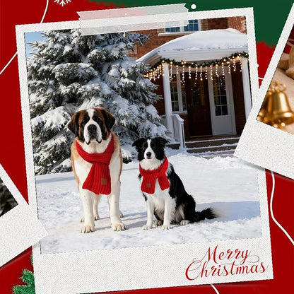 BWOGUE 2-Piece Knitted Dog Christmas Scarf & Bandana - Image 7