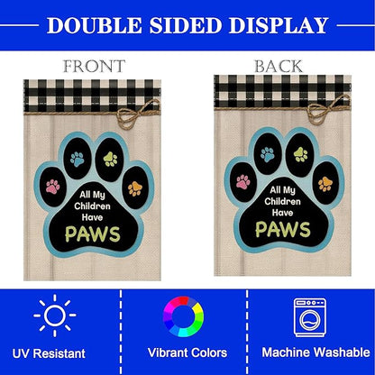 12x18 All My Children Have Paws Garden Flag Cat Paw Print Black Gingham Outdoor - Image 5
