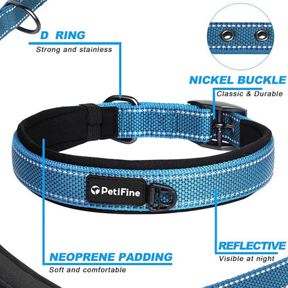 PetiFine Dog Collar for Large Dogs, Neoprene Padded and Adjustable, Reflective - Image 3