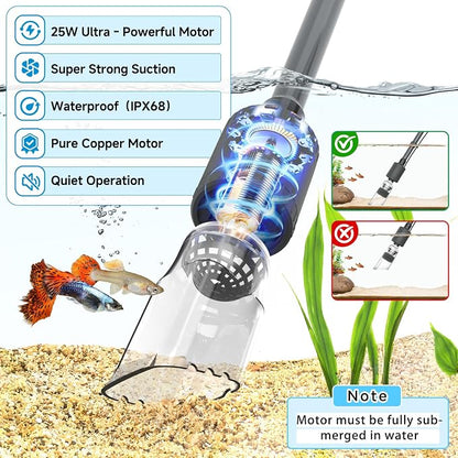 fishkeeper Electric Aquarium Vacuum Gravel Cleaner, 25W 6 in 1 Multifunction - Image 3