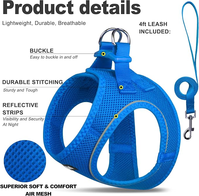 Fida Comfy Dog Harness with Leash, Soft Puppy Vest Escape Proof, Breathable - Image 2