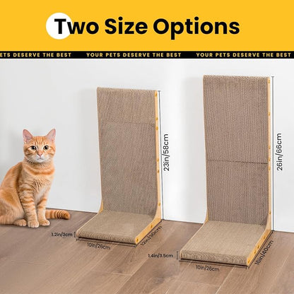 Cardboard Cat Scratcher, 23 Inch L Shape Scratch Pad Wall Mounted, Vertical - Image 2