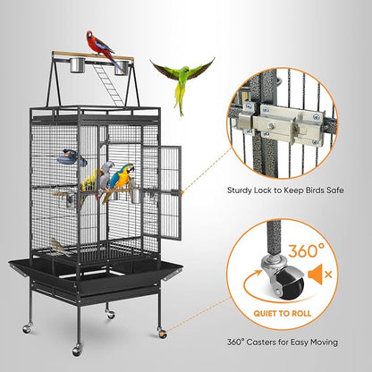 Nova Microdermabrasion 68-Inch Height Wrought Iron Standing Large Play Top Bird - Image 3