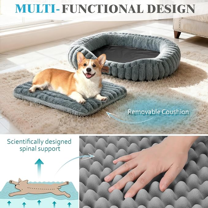 Dog Bed Large Size Dogs Washable Soft Furry Pet Bed, Calming Rectangle Large - Image 2