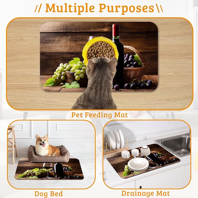 Pet Feeding Mat, Non-Slip Water Bowl Placemat, Pet Supplies 16" x 24" - Image 7