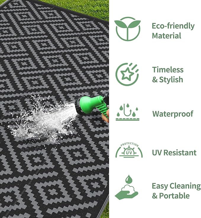 GENIMO Outdoor Rug Waterproof, Lightweight Large RV Camping Mat - Image 6