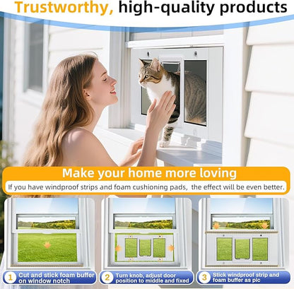 Full Size Cat Door Window Insert 27"-32" Various Sliding Windows, 4 Flexible - Image 6