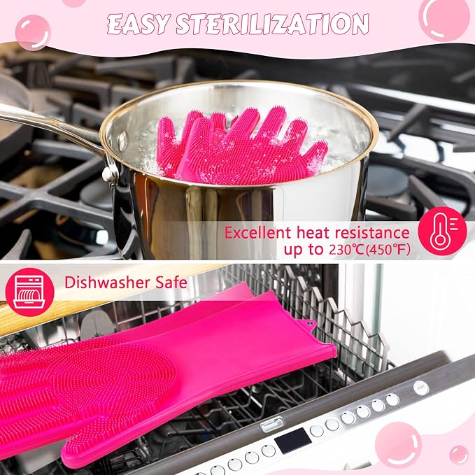 Pecute Pet Grooming Gloves Large, Heat Resistant Dog Washing Gloves - Image 5