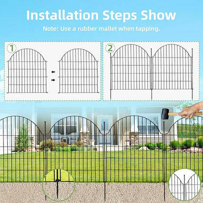 10 Panels No Dig Decorative Garden Fence, 32in x 23.6ft Outdoor Animal Barrier - Image 5