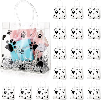 Teling 20 Packs Dog Paw Clear PVC Gift Bags by Teling