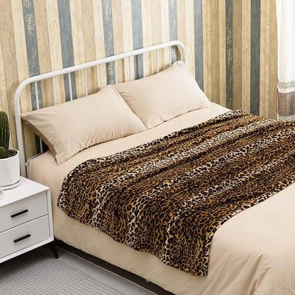 Bnuitland Leopard Print Fleece Flannel Throw Blanket - Image 6