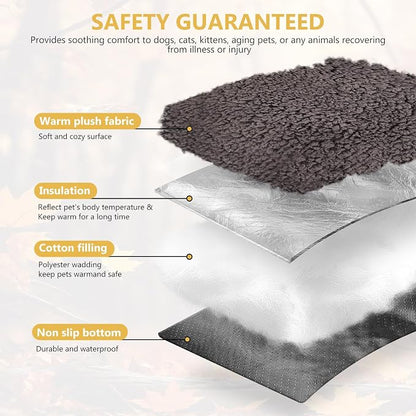 Self Warming Cat Bed Mat with U-Shaped Pillow -24"x18" Soft Thickened Thermal - Image 3