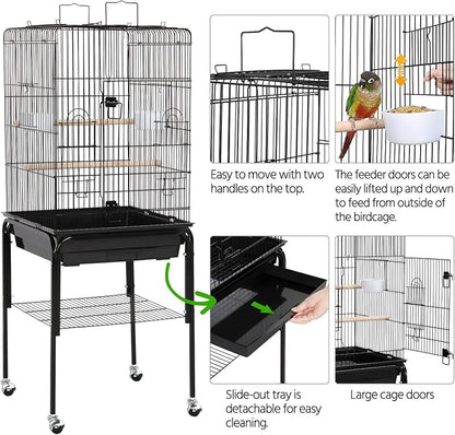 Yaheetech Open Top Rolling Parrot Bird Cage - Image 6