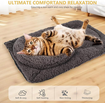 Self Warming Cat Bed Mat with U-Shaped Pillow -24"x18" Soft Thickened Thermal - Image 4