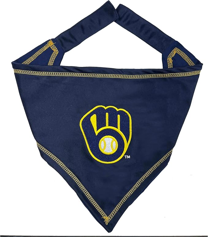 Pets First MLB Milwaukee Brewers TIE Bandana, Large/Extra Large. Dog Bandana by PETSFIRST