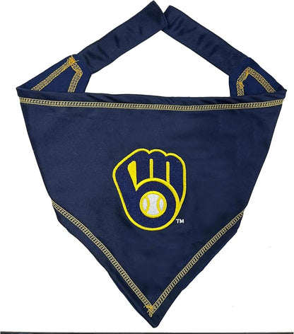 Pets First MLB Milwaukee Brewers TIE Bandana, Large/Extra Large. Dog Bandana by PETSFIRST