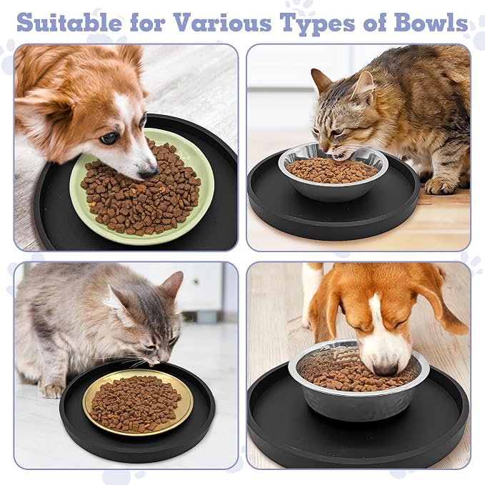 BNOSDM 2 Pack Cat Feeding Mat Pet Silicone Food Mat Black Dog Feeding Mats - Image 8