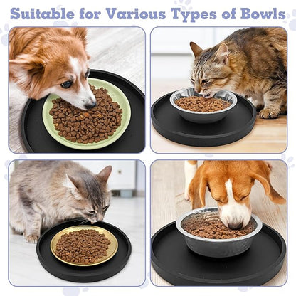 BNOSDM 2 Pack Cat Feeding Mat Pet Silicone Food Mat Black Dog Feeding Mats - Image 8