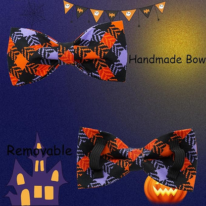 Halloween Dog Collar, Pet Collar Bow Plaid Pet Collars Girl Boy Holiday Pet - Image 5