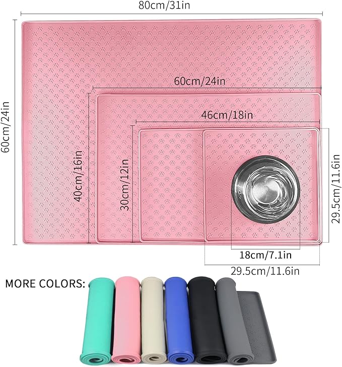 Ptlom Pet Placemat for Dog and Cat, Waterproof Non-Slip Silicone Feeding Bowl - Image 2