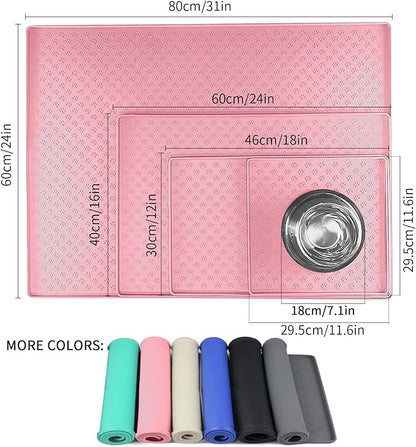 Ptlom Pet Placemat for Dog and Cat, Waterproof Non-Slip Silicone Feeding Bowl - Image 2