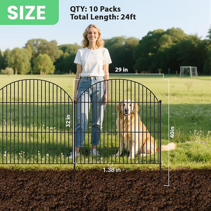 10Pcs No Dig Garden Fence, 32in/24ft Rustproof Metal Dog Fence Outdoor - Image 2