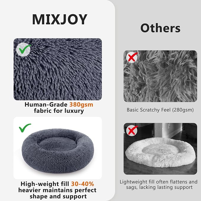 MIXJOY Orthopedic Dog Bed Comfortable Donut Cuddler Round Pet Beds Ultra Soft - Image 4
