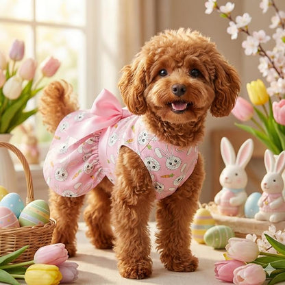 Easter Dog Dress with Pink Bunny Print, Cute Spring Pet Skirt - Image 5