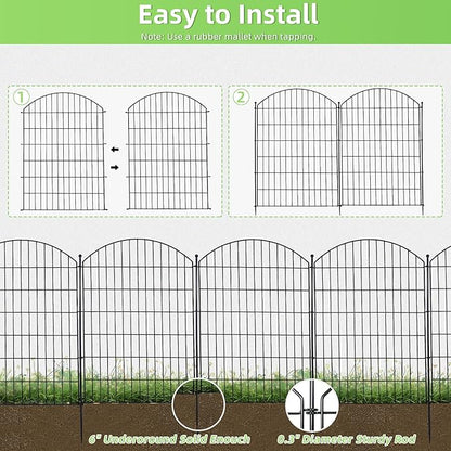Decorative Garden Fence 40in x12ft, 5 Pack No Dig Fence Animal Barrier - Image 3