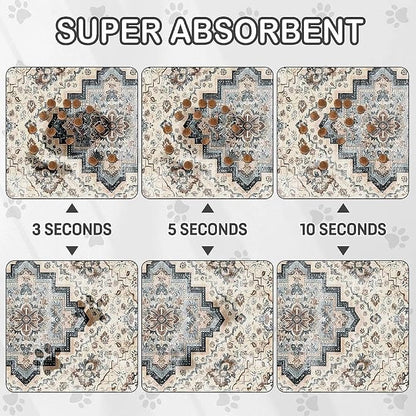 Dog Food Mat for Pet Cat Food Mat, Boho Absorbent Quick Dry Dog Bowl Mats for - Image 2