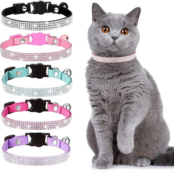 Cat Collars, Rhinestone for Girl Cats Bling Kitten Flower Adjustable Breakaway - Image 7