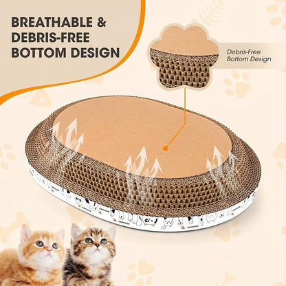 3 Pack Oval Cardboard Cat Scratcher & Lounger Bed, High-Density Cat Scratching - Image 3