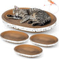3 Pack Oval Cardboard Cat Scratcher & Lounger Bed, High-Density Cat Scratching by ROMOHOM