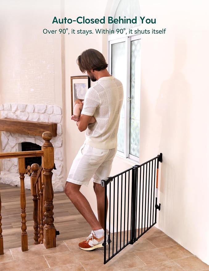 Babelio Baby Gate for Stairs, Kitchen & Doorways, No Bottom Bar| Easy Install| - Image 6
