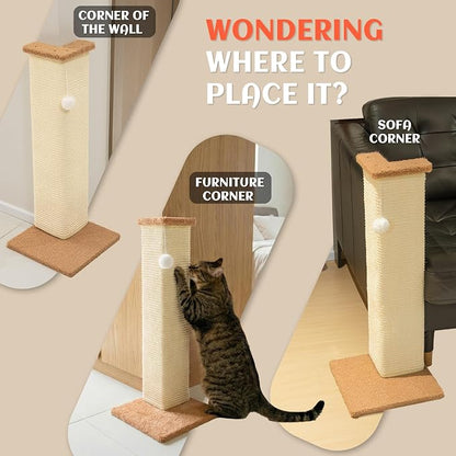 PETKARAY Couch Corner Cat Scratcher, 28.5" Sisal Scratching Post - Image 6