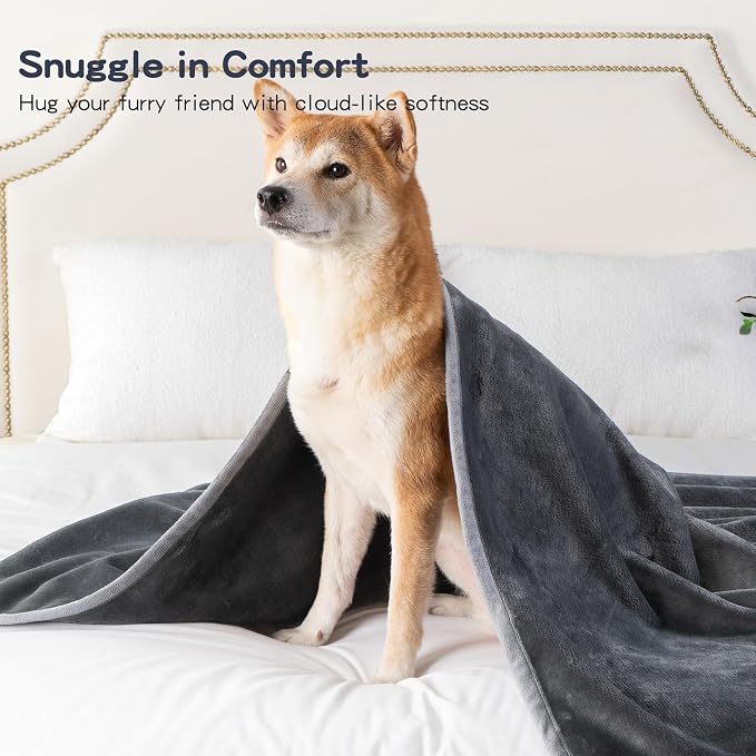 Waterproof Dog Blankets Dark Grey, Soft Fluffy Sofa Car Bed Protector, - Image 5