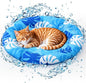Pet Cooling Mat for Cats and Small Dogs, 20.1'' x 20.1'' Thickened Round Blue by Drydiet