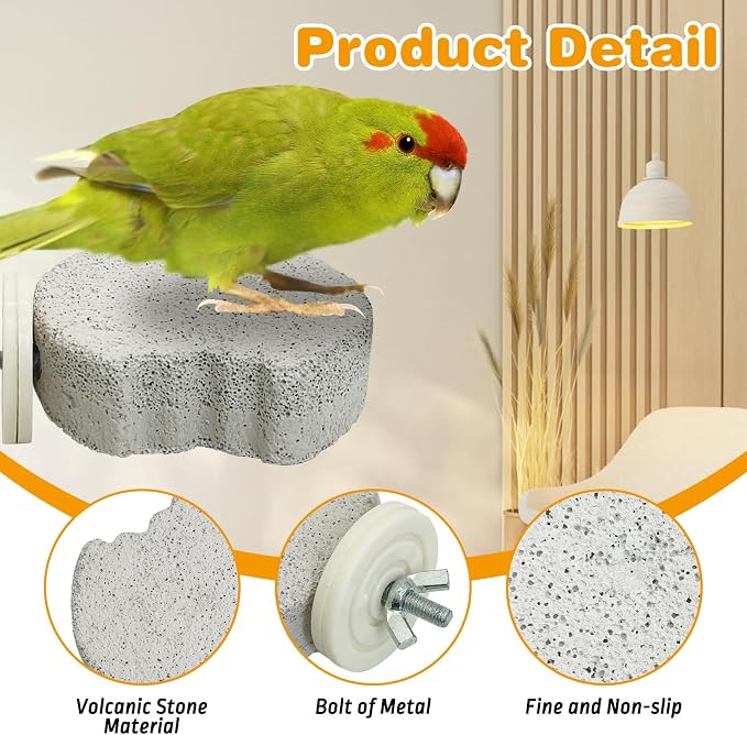 PINVNBY 8 PCS Bird Perch Parrot Beak Grinding Stone Calcium Mineral Parrot - Image 3