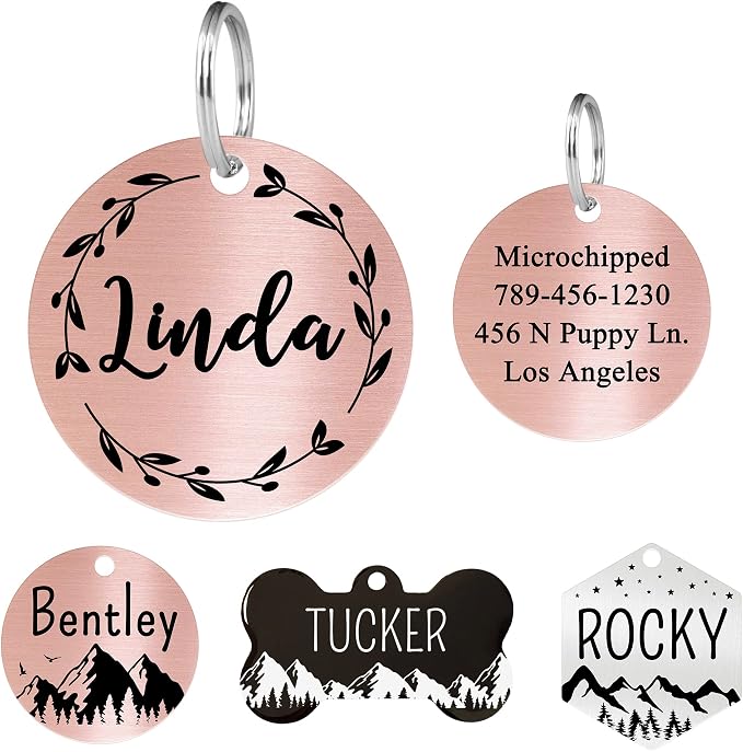 Ultra Joys Stainless Steel Pet ID Tag Dog Name Tags Personalized Front and Back by UltraJoys