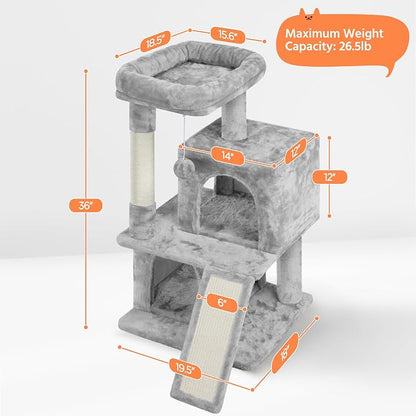 Yaheetech Cat Tree for Indoor Pets, 36in Tower Condo w/Extra Large Perch - Image 3