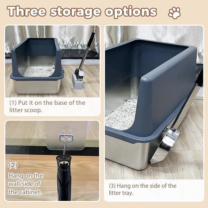 Cat Litter Scoop Deep Shovel, Detachable Long Handle Litter Scooper, Metal Cat - Image 6