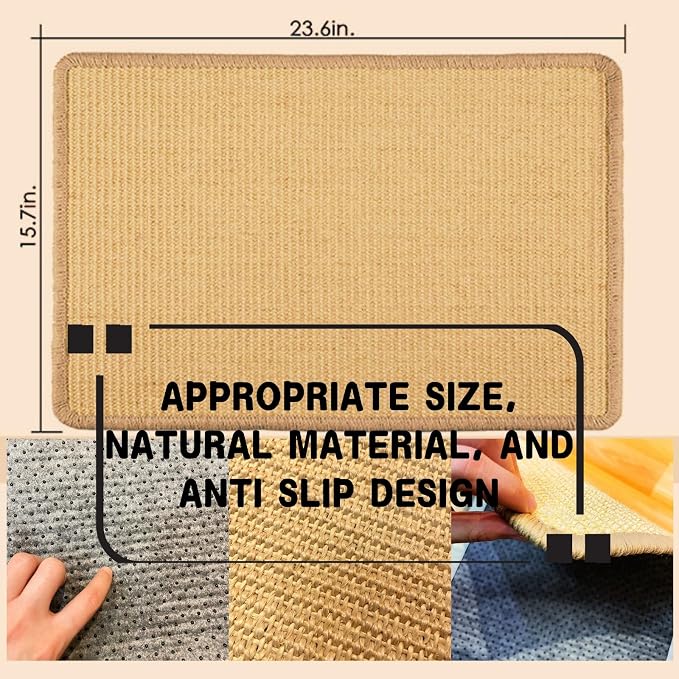 2Pack Cat Scratching Mat, 23.6 X 15.7 Inch, Sisal Cat Scrater Mat - Image 2