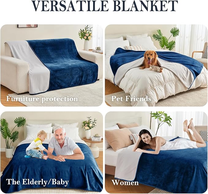 Waterproof Blanket 80"x90" for Adults, Reversible Waterproof Bed Cover for Dogs - Image 3