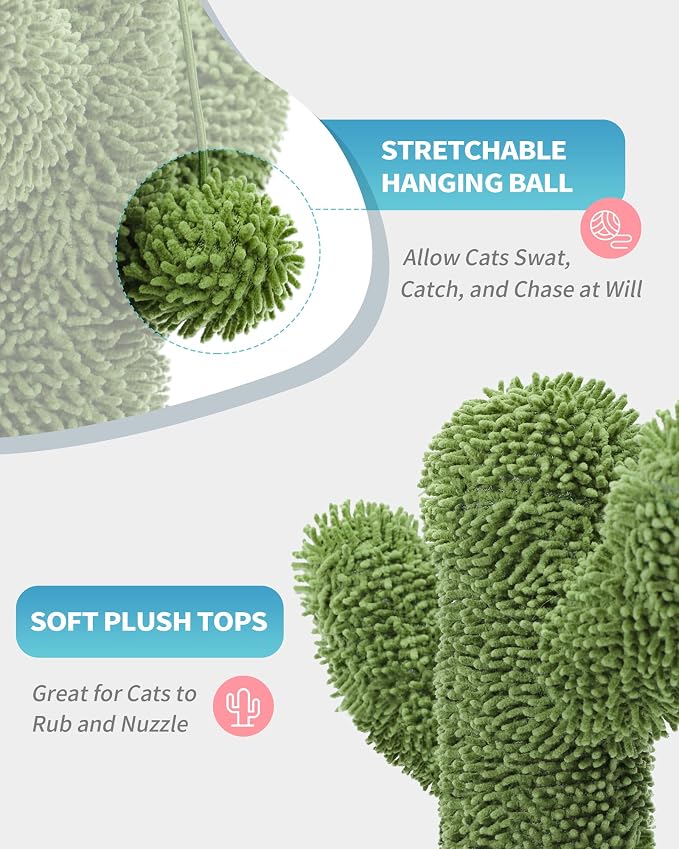Made4Pets Cat Scratching Post, 21.7" Cactus Cat Scratcher Kitten Scratching Post - Image 3