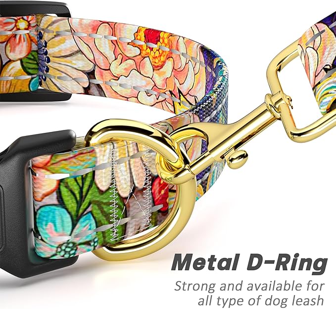 Reflective Dog Collar for Large Dogs, Cute Boho Adjustable Heavy-Duty Nylon - Image 5