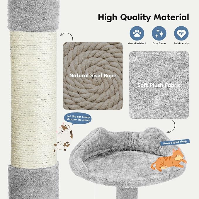 DUMOS 54-inch Indoor Cat Tree Tower –Multi-Level Pet House - Image 6