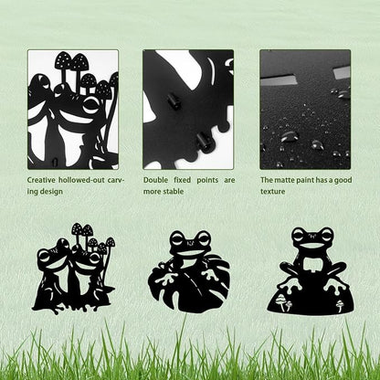 3 Pack Frog Metal Garden Decorative Stakes, Weather Proof Silhouette Statues - Image 5